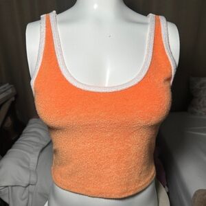 Hollister Fleece Orange Tank Top with White Trim